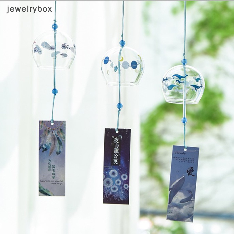 [jewelrybox] 1pc 1pc Kreatif Gaya Jepang Hibiscus Decor Pola Kaca Gantung Lonceng Angin Butik