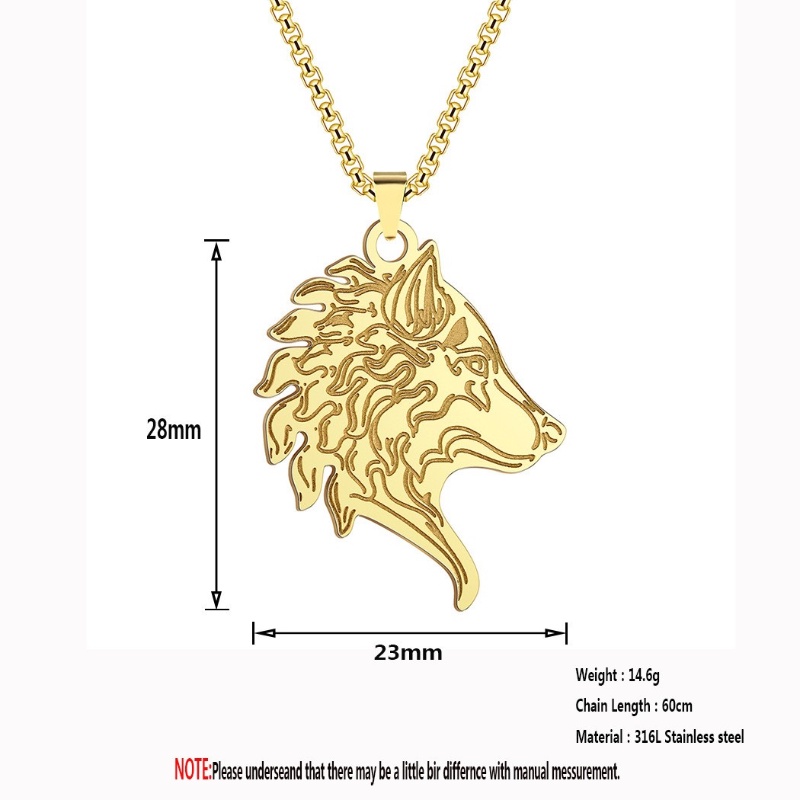 Zh Perhiasan Hip Hop Stainless Steel Serigala Kepala Liontin Pria Kalung Punk Perhiasan Aksesoris