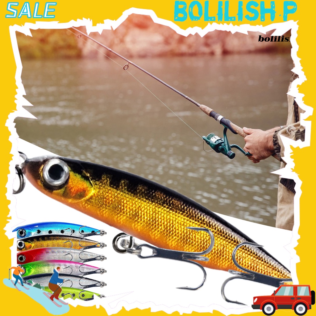 Bo-5.3cm/3g Lure Bait 2kait Treble Tajam Barb Vibrant Steel Balls Plat Lidah Panjang Tenggelam Perlahan Umpan Bionik Untuk Memancing Di Luar Ruangan