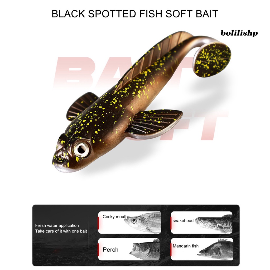 Bo-17g/12.5cm Umpan Lembut Sangat Simulasi T-tail Desain Angling Karet Lembut Ikan Bintik Hitam T-tail Bionic Umpan Perlengkapan Memancing