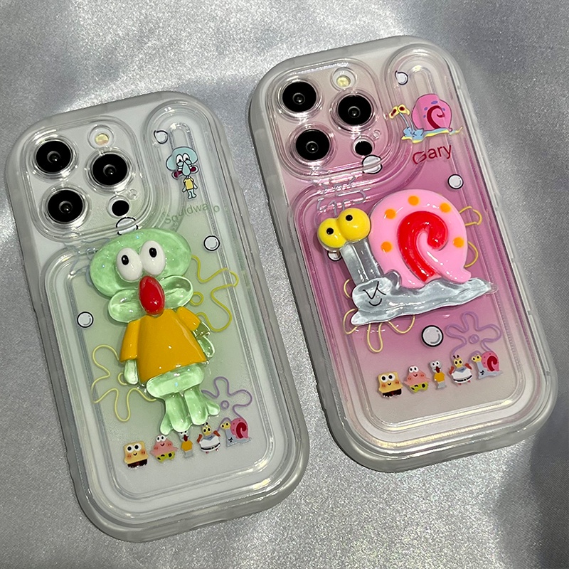 IPHONE Kartun 3D Kepiting Bos Siput Kecil Gurita Saudara Desain Casing Ponsel Kompatibel Dengan Iphone12 13 14 11 Pro Max X Xs Max Xr Dfxc