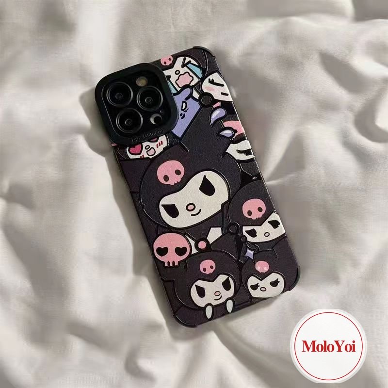 IPHONE Casing Ponsel Tekstur Kulit Mewah Tahan Guncangan Kompatibel Untuk Iphone11 14 12 13 Pro Max8 7 Plus XR XS X MAX 7Plus Kartun Imut Kuromi Kirby Sarung Tpu Silicon Lembut