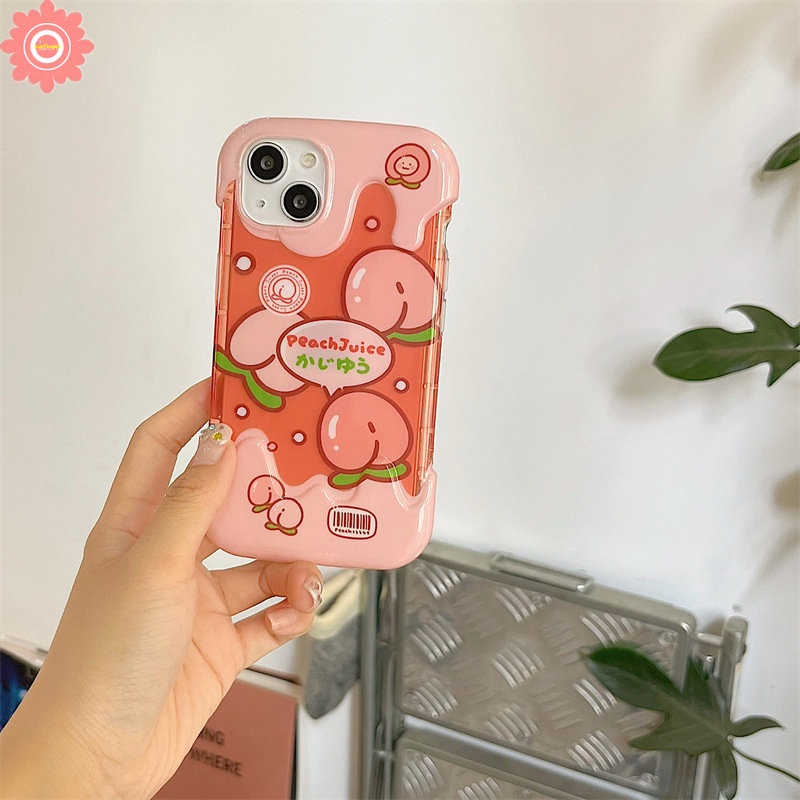 IPHONE Ins Korea Musim Panas Fruits Cute Case Kompatibel Untuk Iphone11 7Plus XR 14 13 12 Pro Max 8Plus 78 Plus X XS Max SE 2020 3D Es Krim Peaches Jeruk Silicon Lembut Penutup Belakang