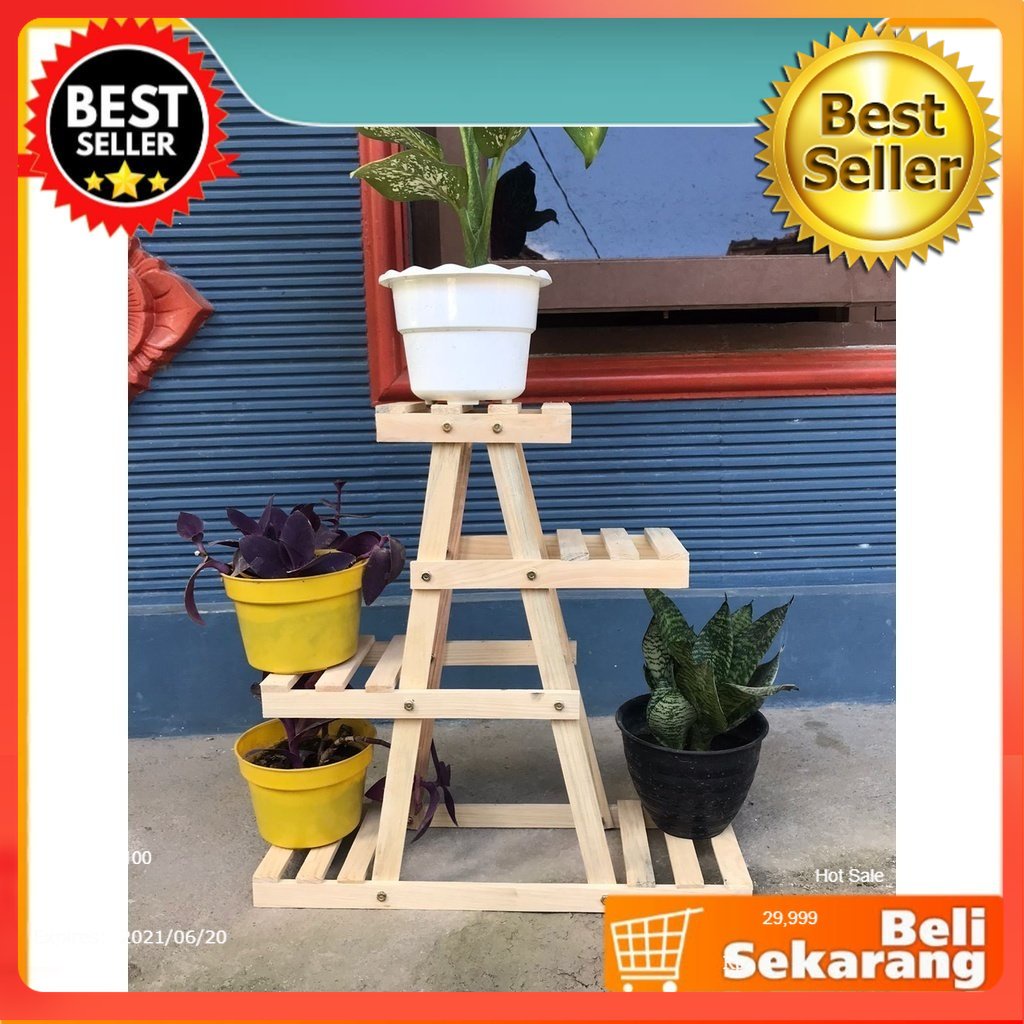 RAK BUNGA SUSUN 5 POT/ RAK BUNGA UNik/ RAK SERBAGUNA KAYU / RAK BUNGA KAYU / RAK BUNGA MINIMALIS