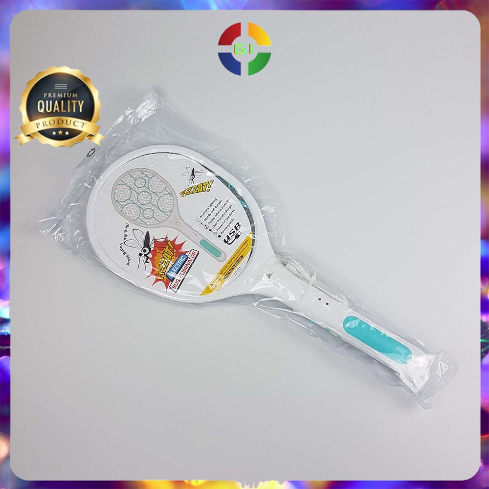 Raket Nyamuk Mosquito Swatter USB Rechargeable Lightning Racket Blue