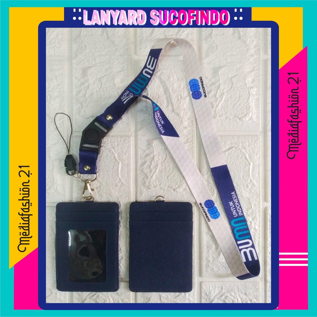 

SUCOFINDO BUMN Lanyard / Tali Gantungan ID Card - Dompet 4 Kartu, Free Strap ID, HP/Flashdisk