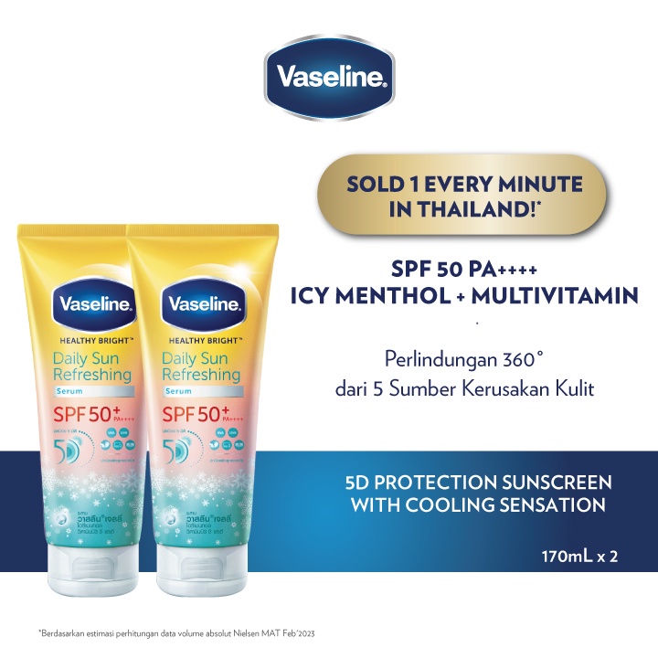 Vaseline SPF50 Refreshing Daily Sunscreen Serum Perlindungan UVA UVB 170ml Twinpack