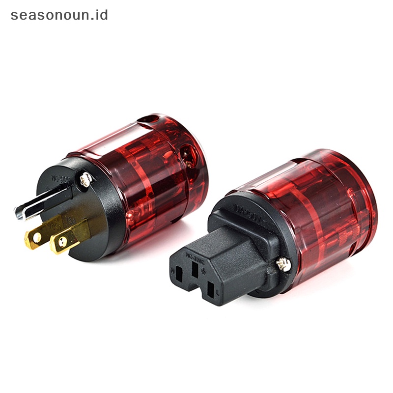 Seasonoun 1pasang Colokan Listrik IEC US Lapis Emas Baru Untuk Konektor Kabel Listrik Audio HIFI DIY.