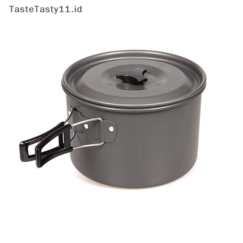 Tastetasty Camping Cookware Set Aluminium Non Portable Peralatan Makan Luar Ruangan Ketel Panci Cookset Masak Panci Mangkok Untuk Hiking BBQ Piknik.