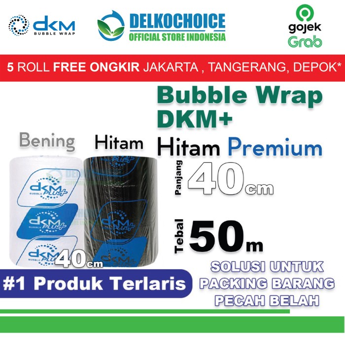 

[GG] Plastik Bubble Wrap 40cm x 50m PREMIUM DKMPLUS Bubblewrap GOJEK / ROLL - Bening