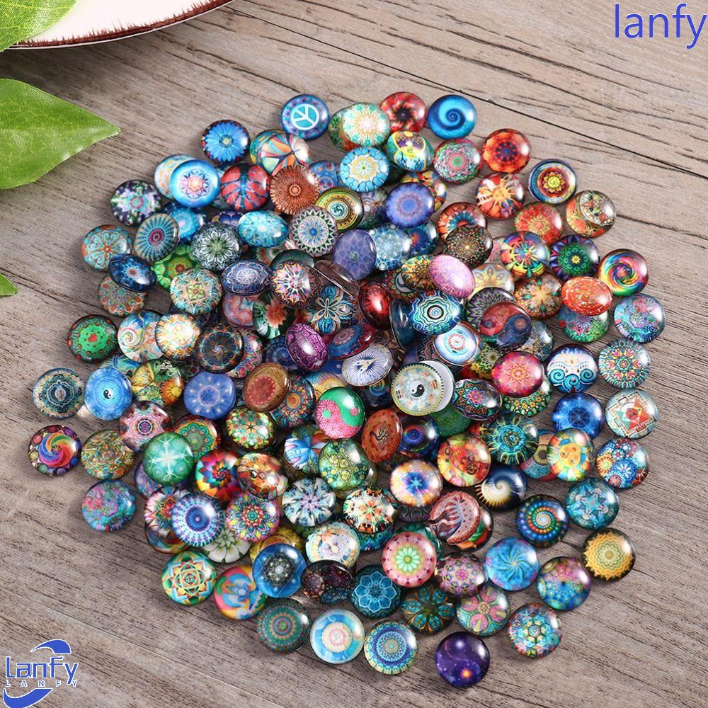 Lanfy Mosaic Tiles Kalung Colorful Round Dome Membuat Perhiasan Ornamen Cincin DIY