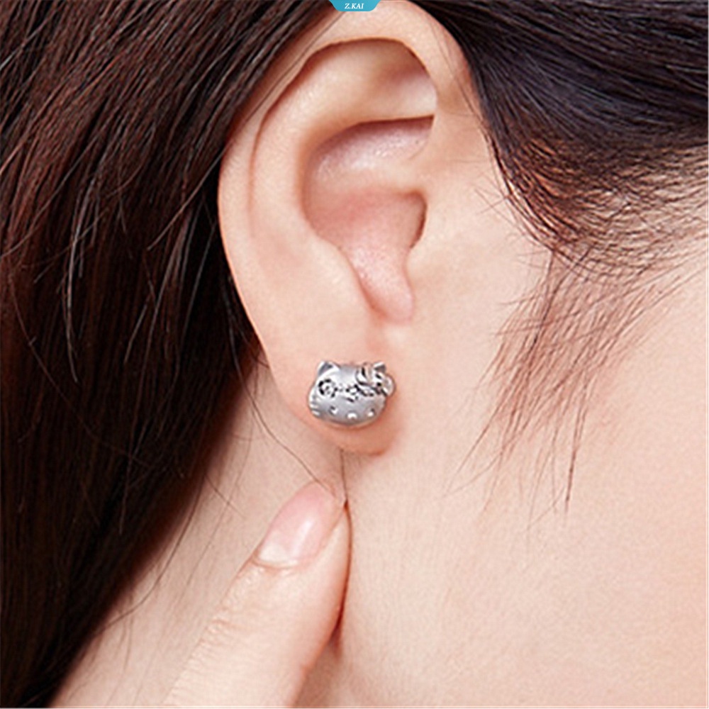 Versi Jepang Dan Korea Dari HelloKitty Kartun Fashion Sanrio Anime Anting Perempuan Perhiasan Berlapis Perak Perhiasan Telinga Musim Panas [ZK]