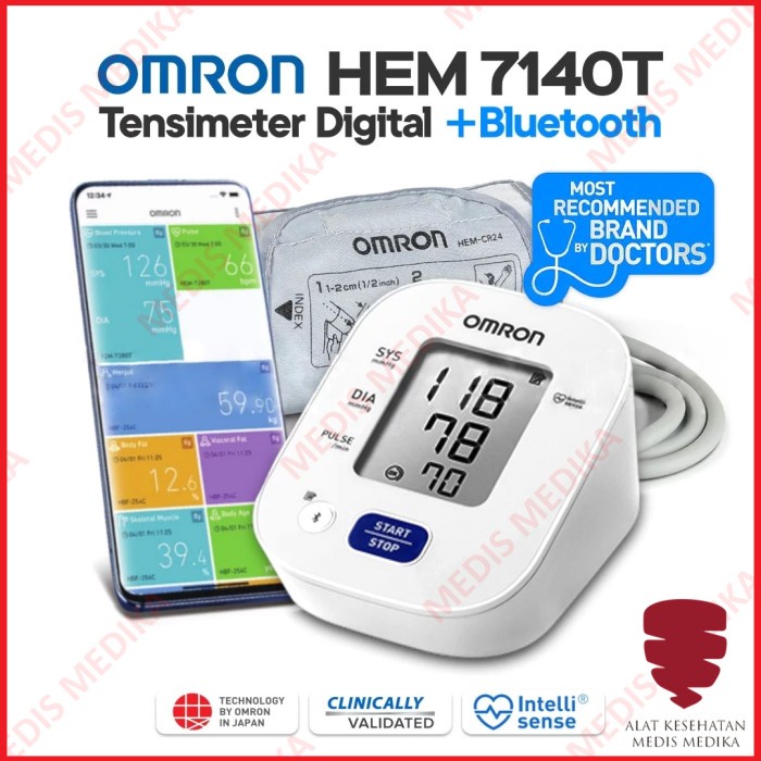 Tensimeter Digital Omron HEM-7140T1 Bluetooth  Alat Ukur Tensi Meter Tekanan Darah HEM 7140T1 7140T 1