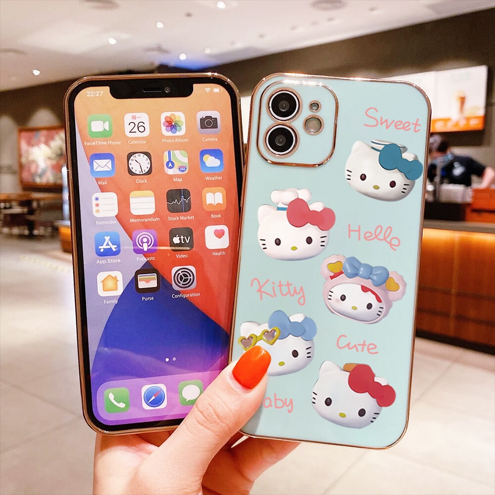Electroplated Hello Kitty Case for Oppo F9 A7X F11 A9X A92019 F11 A9X A92019 RENO34G F15 A91 RENO44G