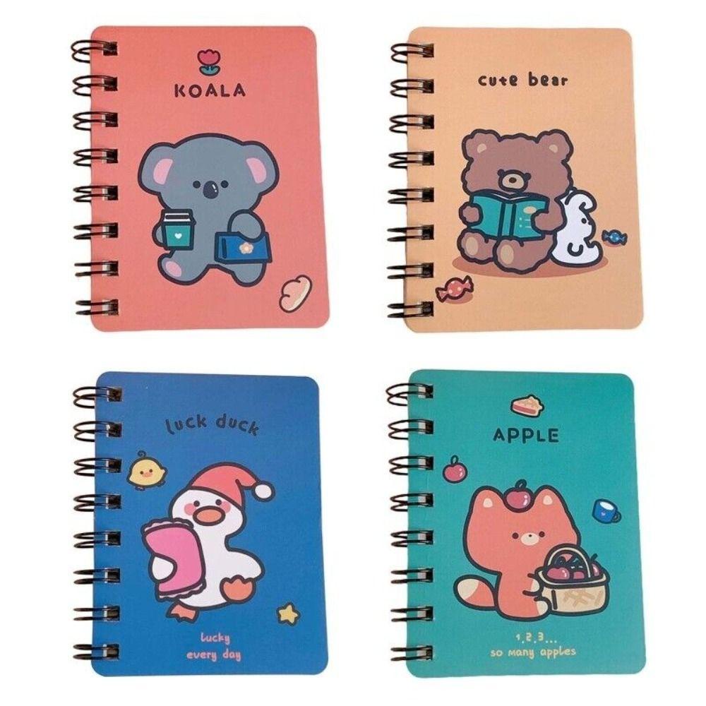 Kertas Buku Koil A7 Kartun Nanas Hardcover Spiral Memo Notepad Belajar Kantor Pocket Notepad Lucu