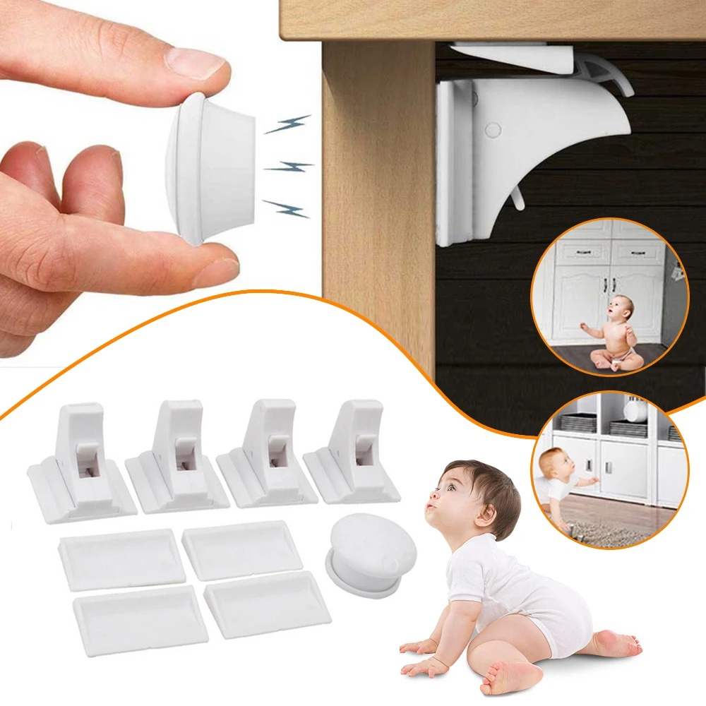 4+1pcs/set Kunci Pengaman Bayi Perlindungan Berkualitas Tinggi/Kunci Pintu Magnet Populer Baru/Kunci Pengaman Anak Bermanfaat