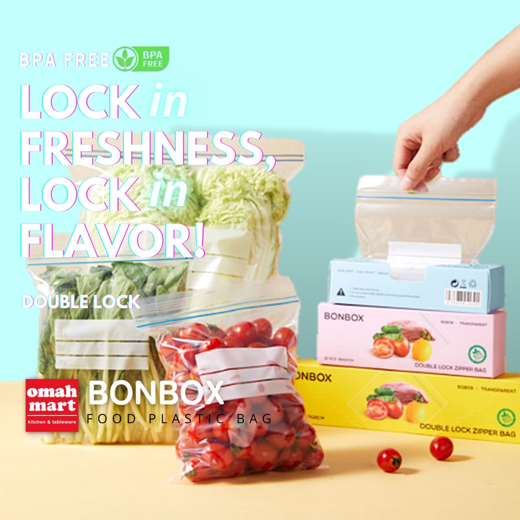 Plastik Ziplock Klip Makanan Kulkas Besar Kecil Sayur Daging Reuseable Bonbox