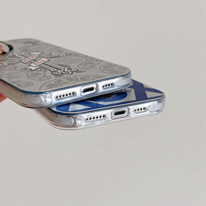 Fashion Silver Chrome Hearts Soft Case HP iP iPhone 14 13 12 Pro Max 11 Matte FTD Casing Apple