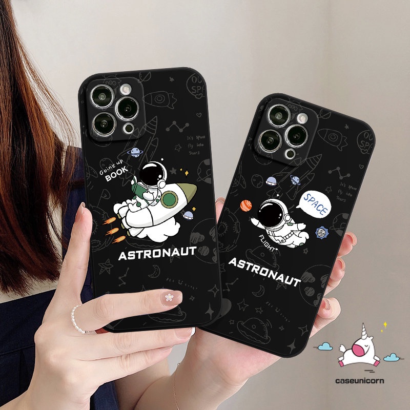 Kartun Casing Tepi Lurus Infinix Hot 11 8 12 11s 9 20 20s 10s 10t 12i 10Lite Smart 4 5 6 Plus Hot 11 1210 9 Play 12pro Note 12 G96 11 8 12 2023 NASA Space Astronot Soft Case