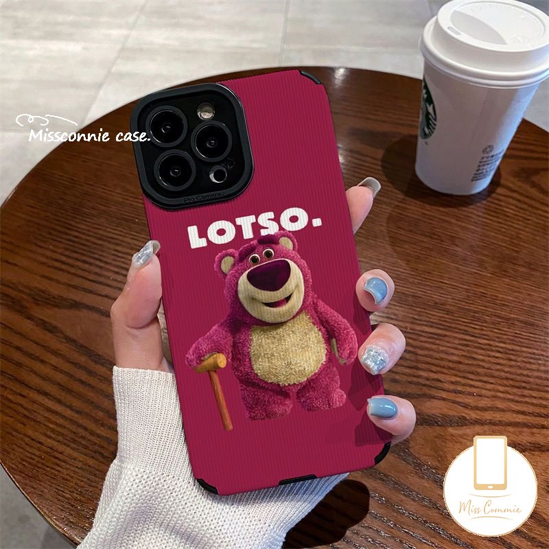 IPHONE Casing Ponsel Manyo Kartun Tekstur Kulit Mewah Kompatibel Untuk Iphone11 14 13 12 Pro MAX X XR XS Max7 8 Plus Cute Strawberry Bear Shockproof Silicone Soft Cover