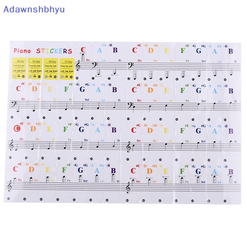 Stiker Nota Keyboard Adhyu88 /61 /54 /49 /37 keys Piano Sticker Transparan ID