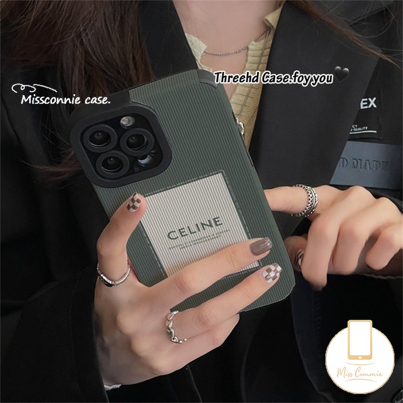 IPHONE Casing Ponsel Stiker Tekstur Kulit Mewah Kompatibel Untuk Iphone11 14 12 13 Pro MAX XR X7 8 Plus XS MAX 7Plus Trendy Merek C.E.L.I.N.E Shockproof Soft Tpu Cover