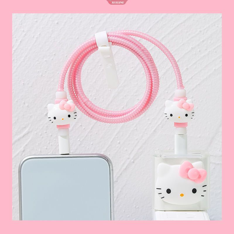 Pretty Sanrio Hello Kitty Kartun Kabel Data Pelindung Case Charger Anti Putus Lengan Mainan Anak Lucu Hadiah Ulang Tahun Cewek [ZXL]