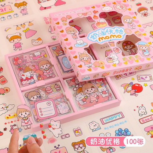 

100PCS Sticker Deco Aesthetic Lucu Momo Stiker Anti Air Tumblr DIY Hp/Stiker Motif Kartun Korea Lucu