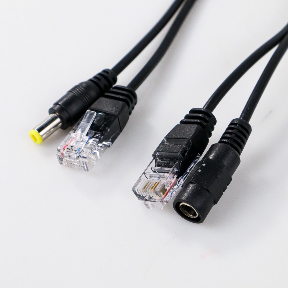 Passive PoE Power Over Ethernet Cable with Male &amp; Female Power Plug - D1350