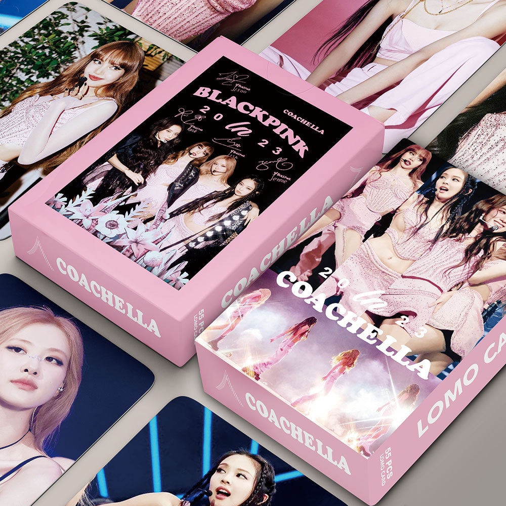 55pcs/box Photocard Hitam-PINK JISOO LISA JENNIE ROSE Kartu Lomo Blackpink Kartu Pos Coachella Kpop Blackpink