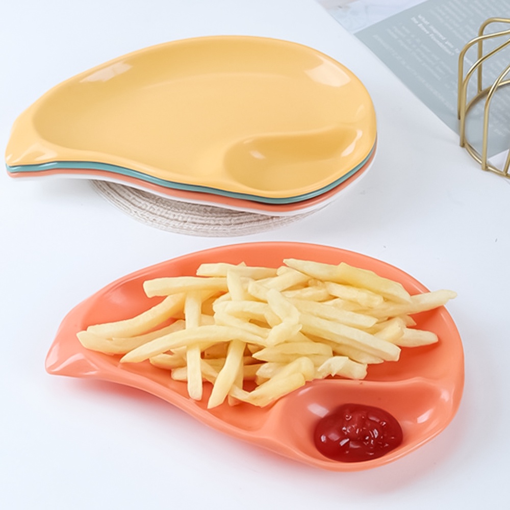 Sauce Separation Dumpling Snack Platter/Piring Salad Bentuk Mangga Kerang Warna-Warni/Mie French Fries Household Tray