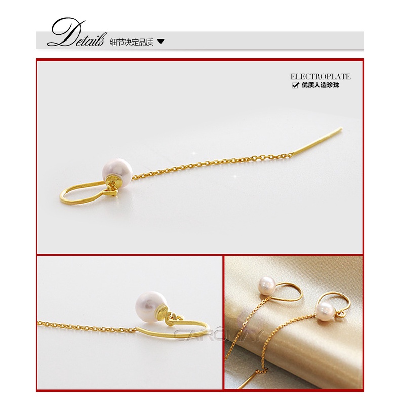 Goldkingdom Aksesoris Perhiasan Fashion Ready Stock Versi Korea Dari Perak earliner Panjang Anting Mutiara Wanita