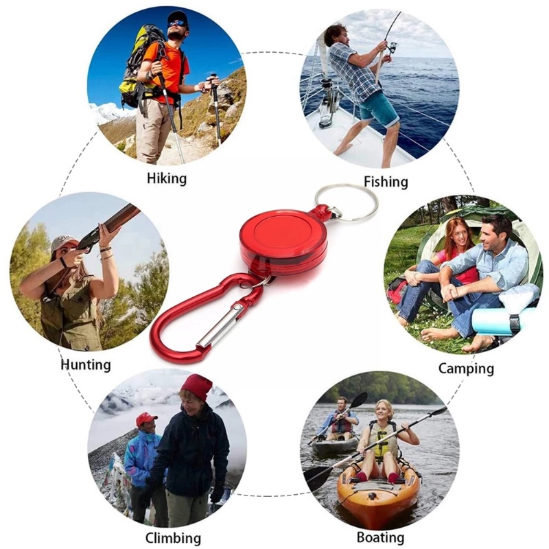 Tempat Gulungan Lencana Multifungsi Yang Dapat Ditarik/Ring Gantungan Kunci Tarik Kabel Kawat Baja Carabiner/Gantungan Kunci Teleskopik Mini Gadget Luar Ruangan