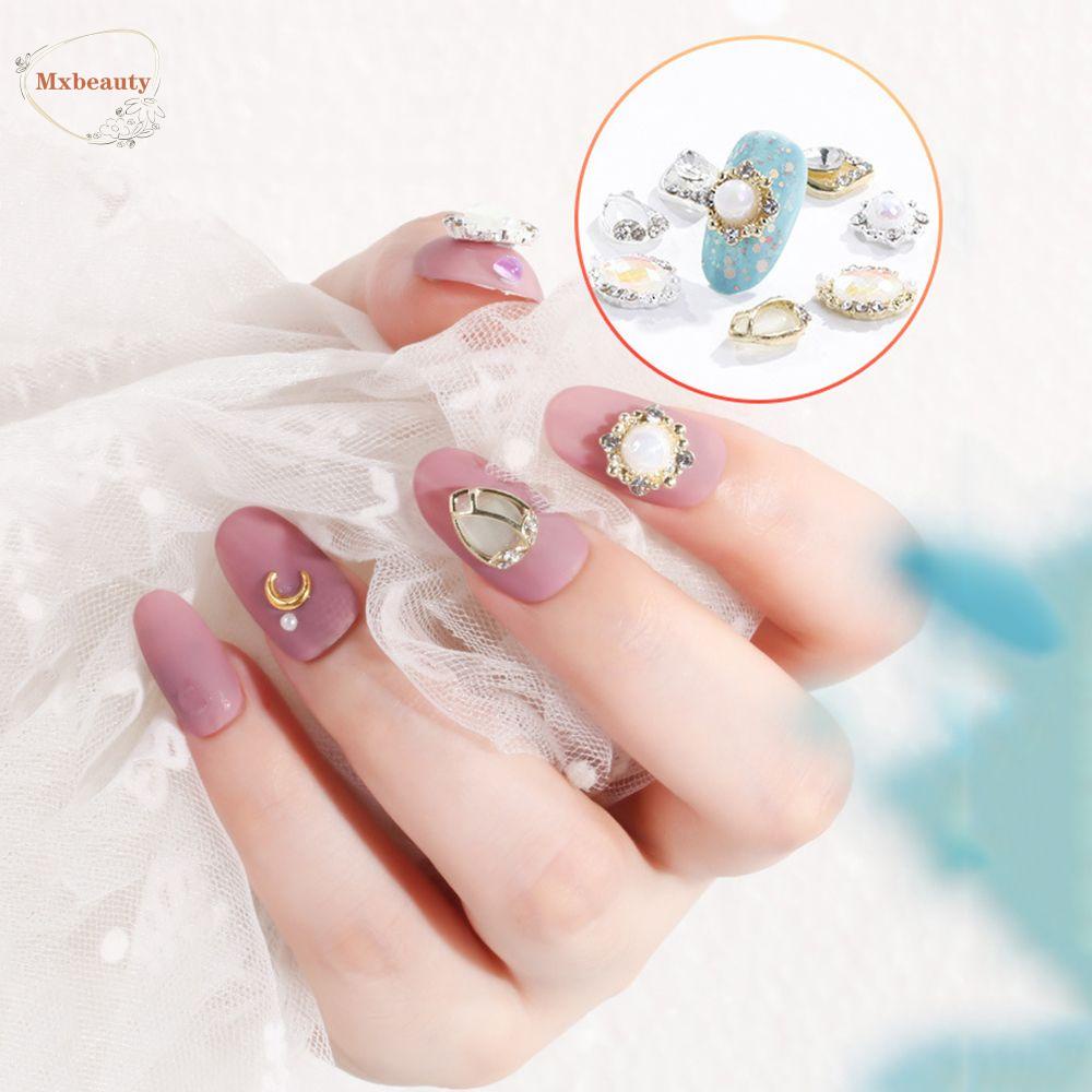 Mxbeauty Kuku Berlian Imitasi Perhiasan Emas Opal Indah DIY Nail Art Dekorasi