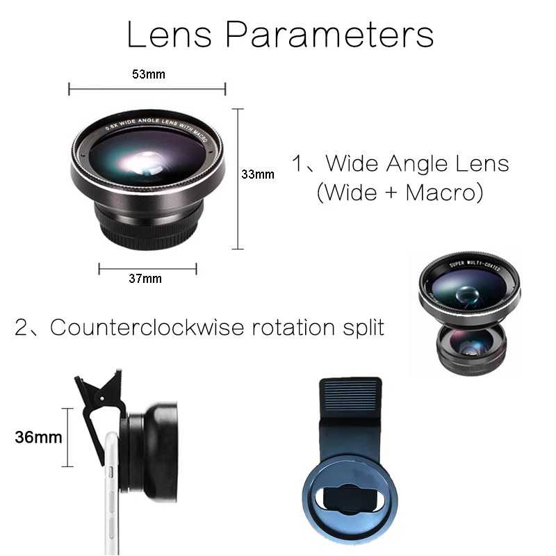 HANSUN Lensa Smartphone 2 in 1 Wide Angle 0.6X Macro 15X - TKS37