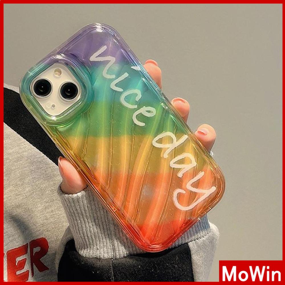For iPhone 14 Pro Max iPhone Case Laser Reflective Clear Case TPU Soft Case Airbag Shockproof Rainbow English Compatible with iPhone 13 Pro max 12 Pro Max 11 xr xs max 7Plus 8Plus