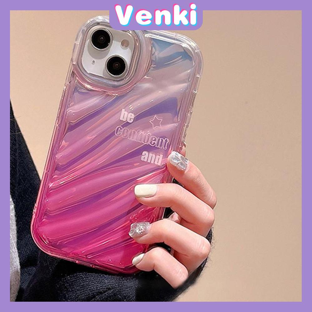 VENKI - For iPhone 11 iPhone Case Laser Reflective Transparent Phone Case TPU Soft Shockproof Airbag Case Protection Pink English Compatible with iPhone 14 13 Pro max 12 Pro Max