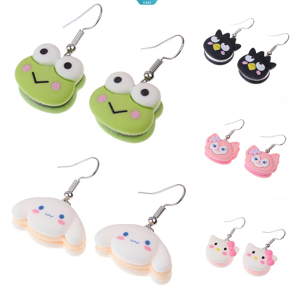 Anting Wanita Resin Drop Custom DIY Hadiah Cewek Lucu My Melody Pochacco HelloKitty Kuromi Pom Pom Purin Cinnamoroll Sandwich Biscuit Earrings [ZK]