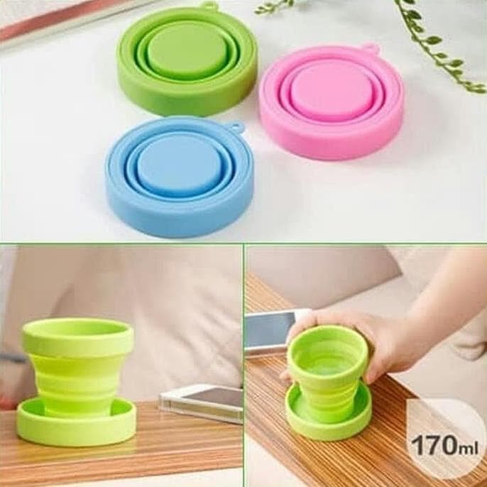 Cangkir Portable Gelas Travel Cup / Gelas Lipat Silikon