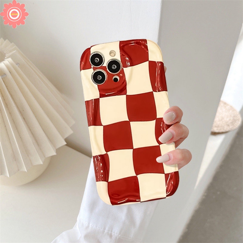 Case Untuk Redmi 10c10 9A 10A 9T A2 9a1 9C NFC Redmi Note9 10 8 11s 11 12 10S 10Pro Max POCO M3 Kotak-Kotak Kartun Lucu Merah Tahun Baru Kelinci Kaya 3D Wavy Curved Edge Glossy Cover