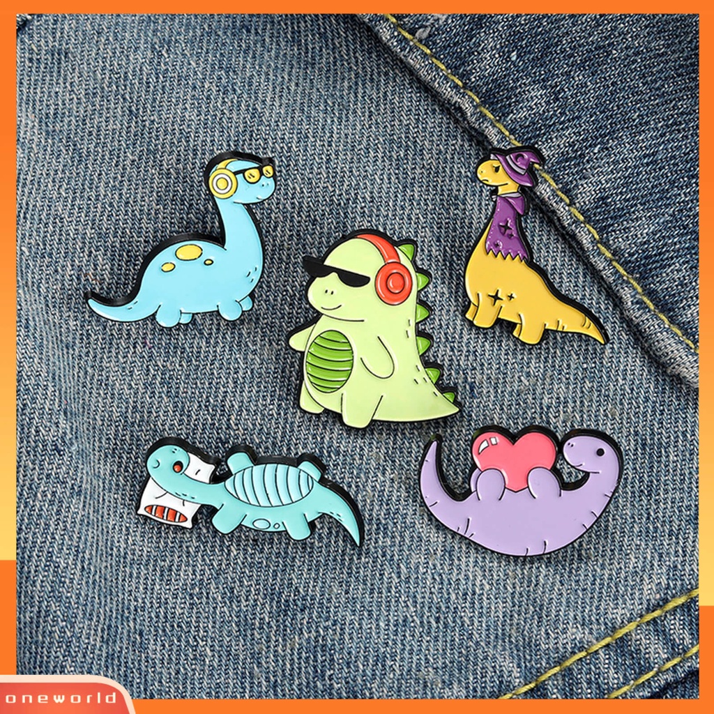 [ONE] Bros Pin Dinosaurus Warna-Warni Dekorasi Pria Wanita Kartun Hewan Bros Pakaian Decor