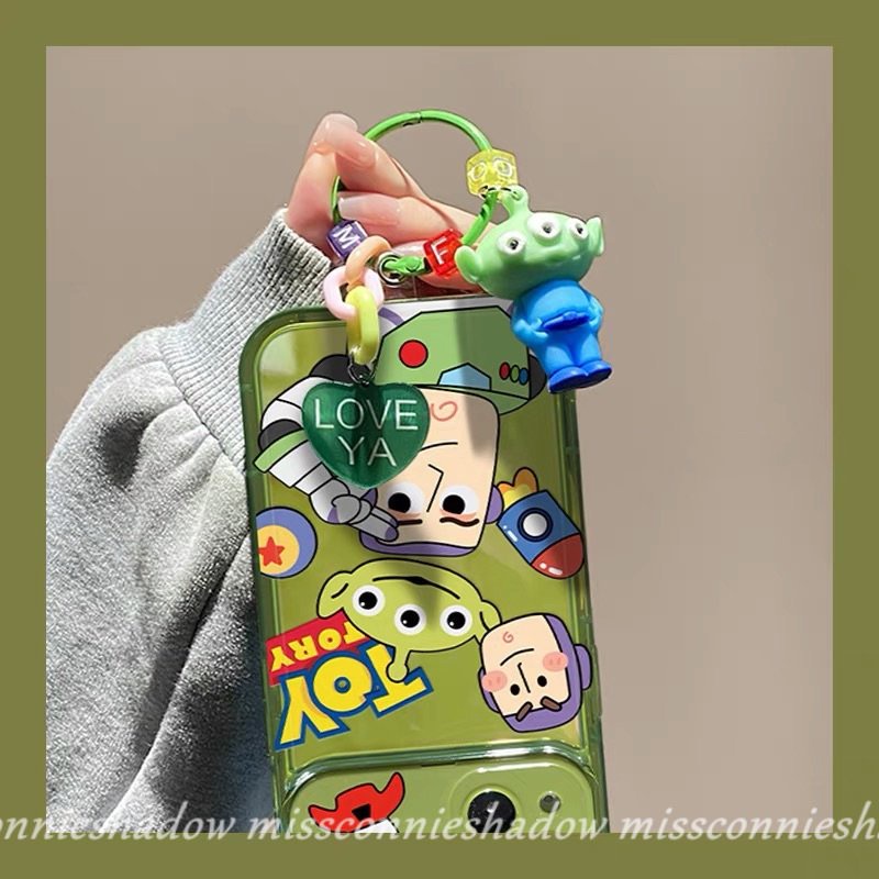 IPHONE Casing Cermin Make Up Flip Kompatibel Untuk Iphone11 14 13 12 Pro MAX 7Plus XR 7 8 14 Plus X XS MAX SE Kartun Toy Story Buzz Lightyear Cute Manyo Strawberry Bear Shockproof Cover