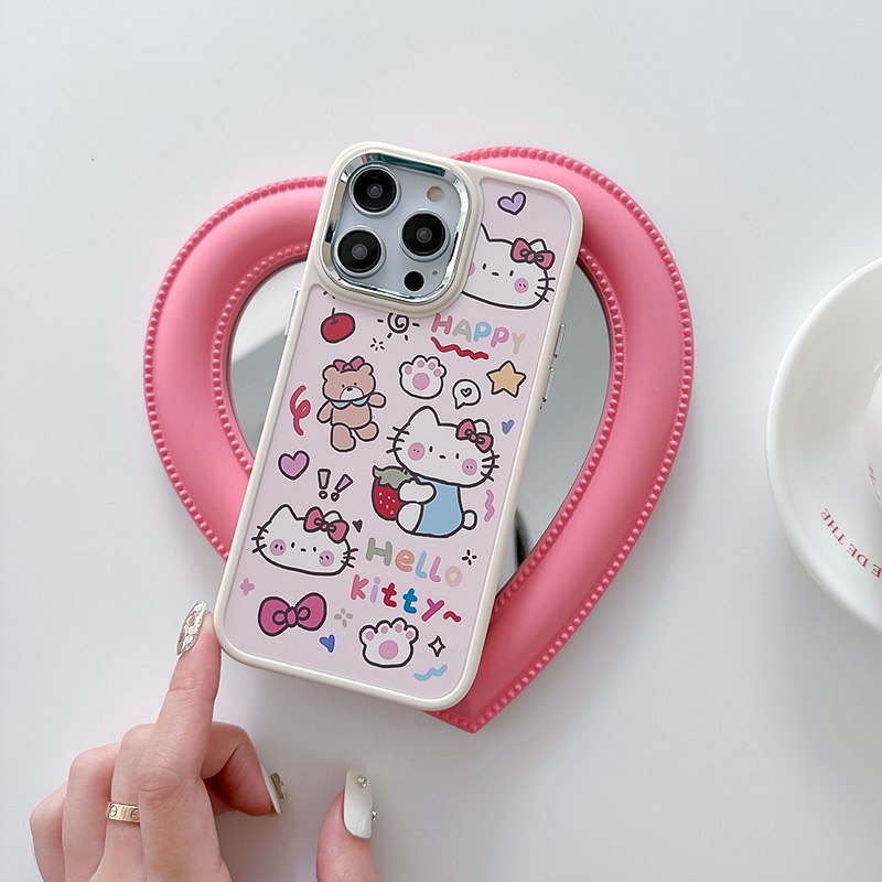 Graffiti Strawberry Kitty Soft Silicon Case HP iP iPhone 12 13 14 Pro Max 11 Girl Woman FTD Casing Apple