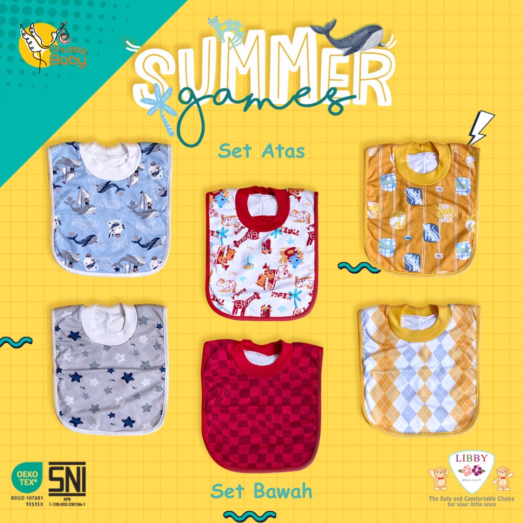 Libby - Summer Games | Slaber Baby Dengan Rib 3pcs