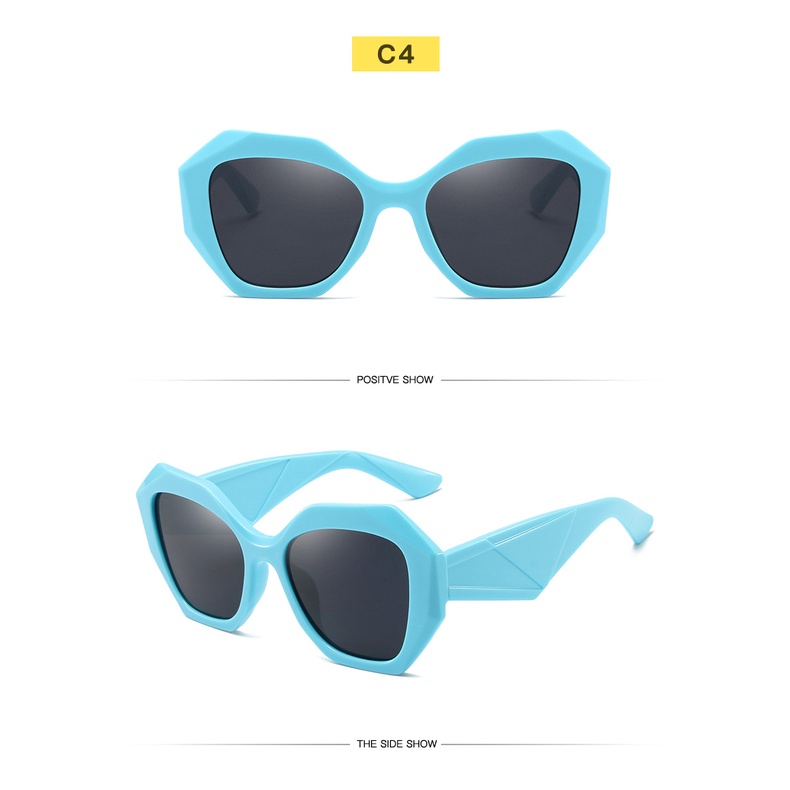 Frame Oversized Kacamata Poligonal Untuk Wanita Pria Perlindungan UV