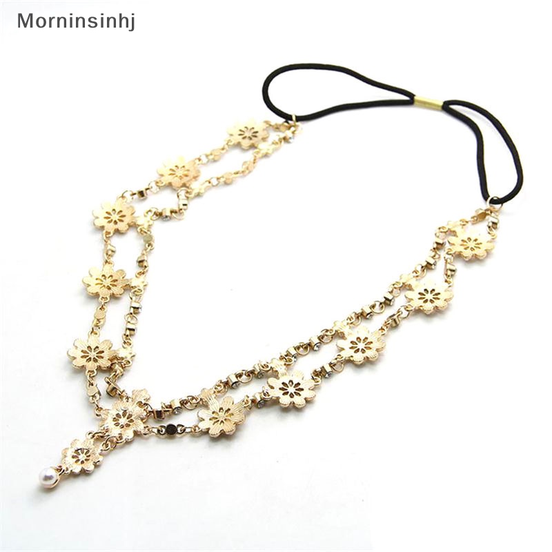 Mornin Wanita Fashion Mutiara Berlian Imitasi Kepala Rantai Perhiasan Headband Head Piece Hair Band id