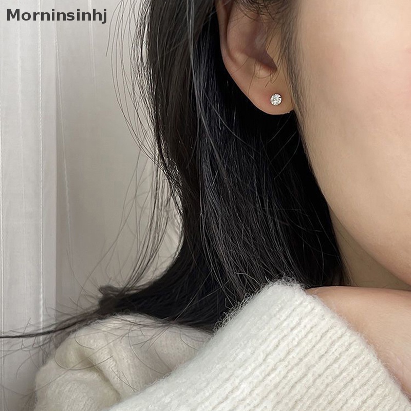 Mornin 1pasang 3/4/5mm Crystal Zircon Ear Studs Earrings Untuk Wanita Stainless steel Tulang Rawan Helix Telinga Tulang Kuku Telinga Perhiasan Hadiah id