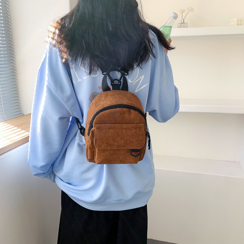 FINOM Little Backpack - Tas Ransel Mini Corduroy | Backpack Wanita Remaja Fashion Trend Korea