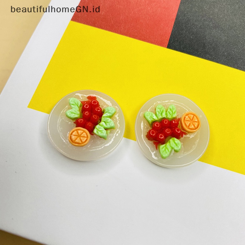 {Cantik} 10pcs Plat Resin luminous Dengan Aneka Buah Untuk Jepit Rambut Scrapbooking DIY~