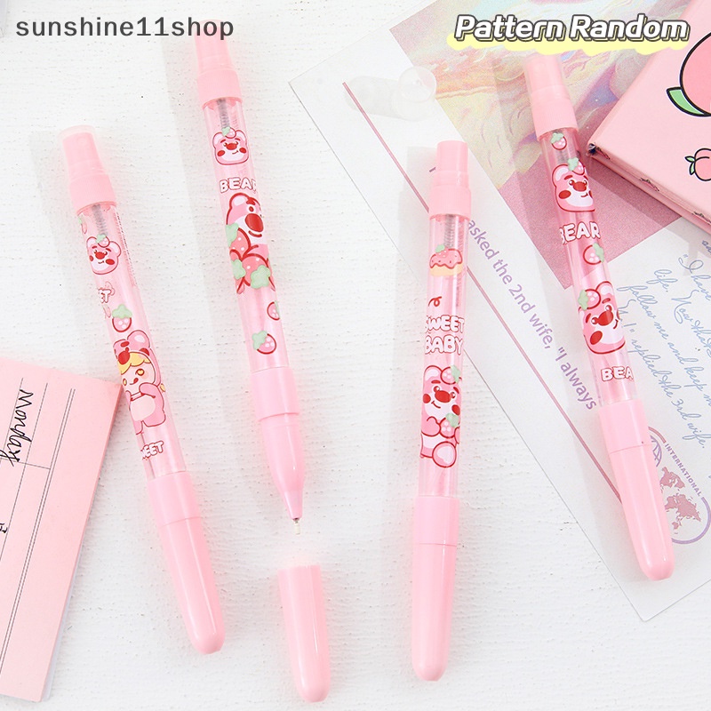 Sho Random Lucu Portable Strawberry Bear al Pen Press Type Irigasi Gel Pen Musim Panas Hydrag Mahasiswa Wrig Pen N